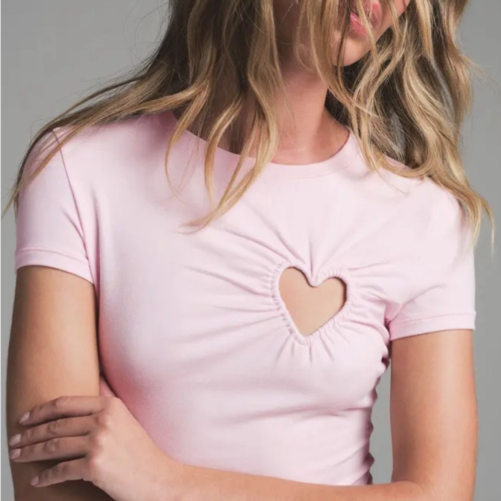 Pink Heart Cutout Women's Top
